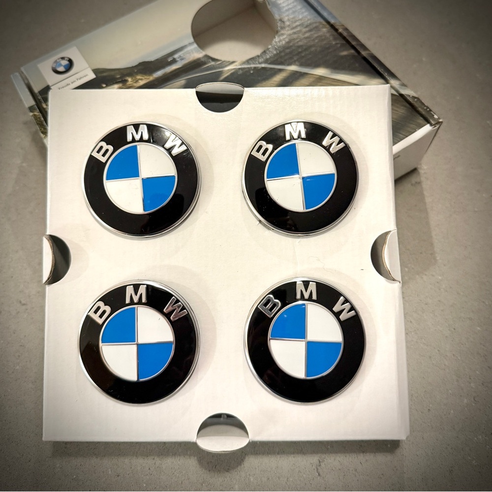 BMW Emblem Wheel Center Caps - Black, Blue, White